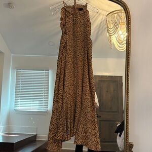 Who What Wear Tan Leopard Print Midi Dress